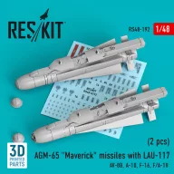   ResKit Models AGM-65 Maverick missiles with LAU-117 (2 pcs) (AV-8B, A-10, F-16, F/A-18) (3D Printed) 1:48 (RS48-0192)