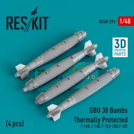   ResKit Models GBU-38 bombs thermally protected (4 pcs) (F-14B, F-14D, F-18,F-35B,F-35C) (3D Printed) 1:48 (RS48-0293)