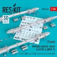   ResKit Models Multiple ejector racks A/A37B-6 (MER-7) (3 pcs) (F-4, F-100, F-5, F-105, F-8, A-4, A-7, A-10, Kfir) (3D Printed) 1:48 (RS48-0341)
