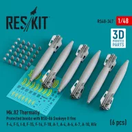   ResKit Models Mk.82 thermally protected bombs with BSU-86 Snakeye II fins (6 pcs) (F-4, F-5, F-8, F-15, F-16, F-18, A-1, A-4, A-6, A-7, A-10, Kfir) (3D Printed) 1:48 (RS48-0347)