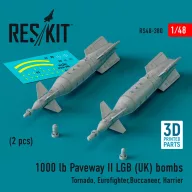   ResKit Models 1000 lb Paveway II LGB (UK) bombs (2 pcs) (Tornado, Eurofighter,Buccaneer, Harrier) (3D Printed) 1:48 (RS48-0380)