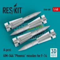  ResKit Models AIM-54A Phoenix missiles for F-14 (4pcs) (3D Printed) 1:48 (RS48-0388)