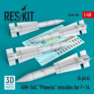   ResKit Models AIM-54C Phoenix missiles for F-14 (4pcs) (3D Printed) 1:48 (RS48-0389)
