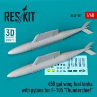   ResKit Models 450 gal wing fuel tanks with pylons for F-105 Thunderchief (2 pcs) 1:48 (RS48-0397)