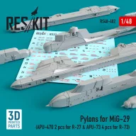   ResKit Models Pylons for MiG-29 (APU-470 2 pcs for R-27 & APU-73 4 pcs for R-73) (3D Printed) 1:48 (RS48-0402)