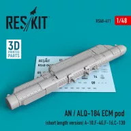   ResKit Models AN / ALQ-184 ECM pod (short length version) (A-10,F-4G,F-16,C-130) (3D Printed) 1:48 (RS48-0411)
