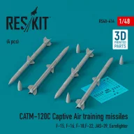   ResKit Models CATM-120C Captive air training missiles (4 pcs) (F-15, F-16, F-18,F-22, JAS-39, Eurofighter) (3D Printed) 1:48 (RS48-0414)