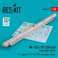   ResKit Models AN / ALQ-101 ECM pod (long length version) (F-4, Jaguar, A-7, F-5, F-111, Buccaneer, Vulcan) (3D Printed) 1:48 (RS48-0419)