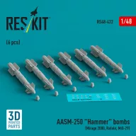   ResKit Models AASM-250 Hammer (6 pcs) (Mirage 2000, Rafale, MiG-29) (3D Printed) 1:48 (RS48-0422)