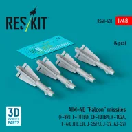   ResKit Models AIM-4D Falcon missiles (4 pcs) (F-89J, F-101B/F, CF-101B/F, F-102A, F-4(C,D,E,EJ), J-35F/J, J-37, AJ-37) (3D Printed) 1:48 (RS48-0431)