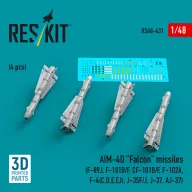   ResKit Models AIM-4D Falcon missiles (4 pcs) (F-89J, F-101B/F, CF-101B/F, F-102A, F-4(C,D,E,EJ), J-35F/J, J-37, AJ-37) (3D Printed) 1:48 (RS48-0431)