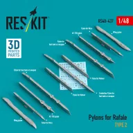   ResKit Models Pylons for Rafale type 2 (3D Printed) 1:48 (RS48-0437)