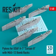   ResKit Models Pylons for USAF A-7 Corsair II with MAU-12 Bomb Racks (3D Printed) 1:48 (RS48-0440)