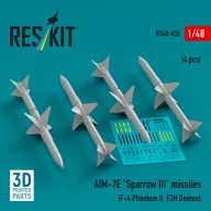  ResKit Models AIM-7E Sparrow III missiles (4 pcs) (F-4 Phantom II, F3H Demon) (3D Printed) 1:48 (RS48-0455)