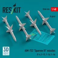   ResKit Models AIM-7E2 Sparrow III missiles (4 pcs) (F-4, F-15, F-16, F-14) (3D Printed) 1:48 (RS48-0456)