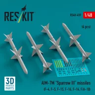   ResKit Models AIM-7M Sparrow III missiles (4 pcs) (F-4, F-5, F-15, F-16, F-14, F/A-18) (3D Printed) 1:48 (RS48-0459)