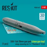   ResKit Models SUU-16A 20mm gun pod (close gun bay) wings mounting for F-4 Phantom II (C,D) (1 pcs) (3D Printed) 1:48 (RS48-0467)