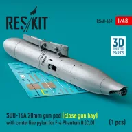   ResKit Models SUU-16A 20mm gun pod (close gun bay) with centerline pylon for F-4 Phantom II (C,D) (1 pcs) (3D Printed) 1:48 (RS48-0469)