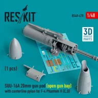   ResKit Models SUU-16A 20mm gun pod (open gun bay) with centerline pylon for F-4 Phantom II (C,D) (1 pcs) (3D Printed) 1:48 (RS48-0470)