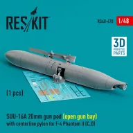  ResKit Models SUU-16A 20mm gun pod (open gun bay) with centerline pylon for F-4 Phantom II (C,D) (1 pcs) (3D Printed) 1:48 (RS48-0470)