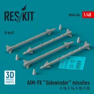   ResKit Models AIM-9X Sidewinder missiles (4 pcs) (F-15, F-16, F-18, F-35) (3D Printed) 1:48 (RS48-0484)