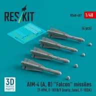   ResKit Models AIM-4 (A, B) Falcon missiles (4 pcs) (F-89H, F-101B/F (early, late), F-102A) (3D Printed) 1:48 (RS48-0487)