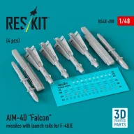   ResKit Models AIM-4D Falcon missiles with launch rails for F-4D/E (4 pcs) (3D Printed) 1:48 (RS48-0490)