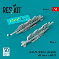   ResKit Models GBU-62 (JDAM-ER) bombs with pylons for MiG-29 Fulcrum (2 pcs) (3D Printed) 1:48 (RS48-0491)
