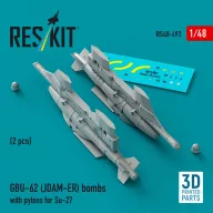   ResKit Models GBU-62 (JDAM-ER) bombs with pylons for Su-27 Flanker (2 pcs) (3D Printed) 1:48 (RS48-0492)