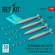   ResKit Models Mk.83 bombs with BSU-35 (4 pcs) (A-3B, A-4, A-6E, A-7, F-4C/D, F-8, F-14, F/A-18, F-105, AV-8B, S-3) (3D printed) 1:48 (RS48-0493)