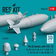   ResKit Models Mk.83 bombs with BSU-35 (4 pcs) (A-3B, A-4, A-6E, A-7, F-4C/D, F-8, F-14, F/A-18, F-105, AV-8B, S-3) (3D printed) 1:48 (RS48-0493)