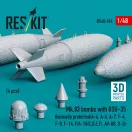 ResKit Models Mk.83 bombs with BSU-35 thermally protected (4 pcs) (A-4, A-6, A-7, F-4, F-8, F-14, F/A-18(C,D,E,F), AV-8B, S-3) (3D printed) 1:48 (RS48-0494)