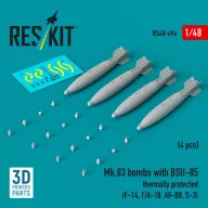   ResKit Models Mk.83 bombs with BSU-85 thermally protected (4 pcs) (F-14, F/A-18, AV-8B, S-3) (3D printed) 1:48 (RS48-0496)