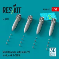   ResKit Models Mk.83 bombs with MAU-91 (4 pcs) (A-4E, A-4F, B-52G/H) (3D printed) 1:48 (RS48-0497)