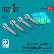  ResKit Models Mk.83 bombs with MAU-91 thermally protected (4 pcs) (A-4(C,E,F,L,M), TA-4F/J, A-6, A-7E, F-4(J,N,S), P-3, S-3, F/A-18(A,B,C,D)) (3D printed) 1:48 (RS48-0498)