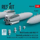 ResKit Models Mk.83 bombs with MAU-91 thermally protected (4 pcs) (A-4(C,E,F,L,M), TA-4F/J, A-6, A-7E, F-4(J,N,S), P-3, S-3, F/A-18(A,B,C,D)) (3D printed) 1:48 (RS48-0498)
