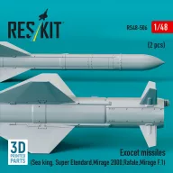   ResKit Models Exocet missiles (2 pcs) (Sea King, Super Etendard, Mirage 2000, Rafale, Mirage F.1) (3D Printed) 1:48 (RS48-0506)