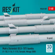   ResKit Models Matra Durandal (BLU-107) bombs (4 pcs) (F-15E, F-16, F-111E, Tornado, Mirage 2000) (3D Printed) 1:48 (RS48-0507)