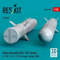   ResKit Models Matra Durandal (BLU-107) bombs (4 pcs) (F-15E, F-16, F-111E, Tornado, Mirage 2000) (3D Printed) 1:48 (RS48-0507)