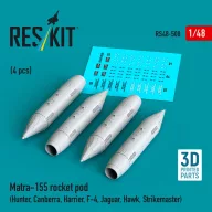   ResKit Models Matra-155 rocket pod (4 pcs) (Hunter, Canberra, Harrier, F-4, Jaguar, Hawk, Strikemaster) (3D Printed) 1:48 (RS48-0508)
