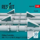 ResKit Models Python 3 missiles (4 pcs) (Kfir, F-15, F-16, MiG-21, Mirage F.1, JF-17, FC-1) (3D Printed) 1:48 (RS48-0509)