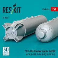   ResKit Models CBU-89A cluster bombs GATOR (4 pcs) (A-10, F-15E, F-16, B-52, B-1B, B-2) (3D Printed) 1:48 (RS48-0514)