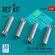   ResKit Models CBU-97/105 cluster bombs (4 pcs) (F-15E, F-16, A-10, B-1B, B-2, B-52) (3D Printed) 1:48 (RS48-0515)