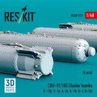   ResKit Models CBU-97/105 cluster bombs (4 pcs) (F-15E, F-16, A-10, B-1B, B-2, B-52) (3D Printed) 1:48 (RS48-0515)