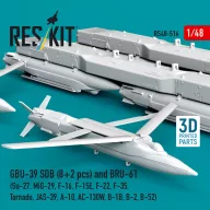   ResKit Models GBU-39 SDB (8 pcs) and BRU-61 (2 pcs) (Su-27, MiG-29, F-16, F-15E, F-22, F-35, Tornado, JAS-39, A-10, AC-130W, B-1B, B-2, B-52) (3D Printed) 1:48 (RS48-0516)