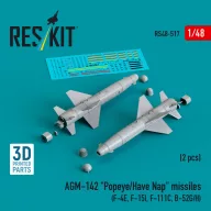   ResKit Models AGM-142 Popeye/Have Nap missiles (2 pcs) (F-4E, F-15I, F-111C, B-52G/H) (3D Printed) 1:48 (RS48-0517)