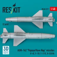   ResKit Models AGM-142 Popeye/Have Nap missiles (2 pcs) (F-4E, F-15I, F-111C, B-52G/H) (3D Printed) 1:48 (RS48-0517)