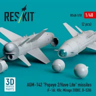   ResKit Models AGM-142 Popeye 2/Have Lite missiles (2 pcs) (F-16I, Kfir, Mirage 2000C, B-52H) (3D Printed) 1:48 (RS48-0518)