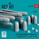 ResKit Models LAU-88 with (2 pcs) AGM-65 Maverick missiles (6 pcs) (A-7D, F-4, A-10, F-16) (3D Printed) 1:48 (RS48-0519)