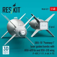   ResKit Models GBU-10 Paveway I laser guided bombs with BSU-4/B fin and BSU-3/B wing (2 pcs) (F-4D/E, F-111, A-6A, A-7E) (3D Printed) 1:48 (RS48-0521)